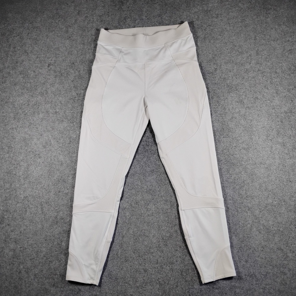 Lululemon Tight Stuff Tight II White Ribbed Reflective Running Leggings 26" S